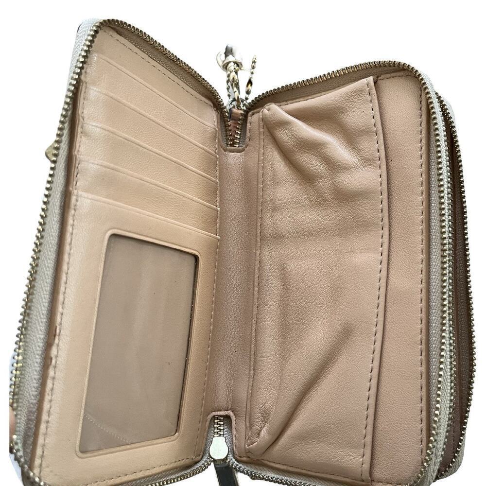 Coach Metallic Gold Leather Double‎ Zip Medium Wallet Wristlet - Picture 12 of 13